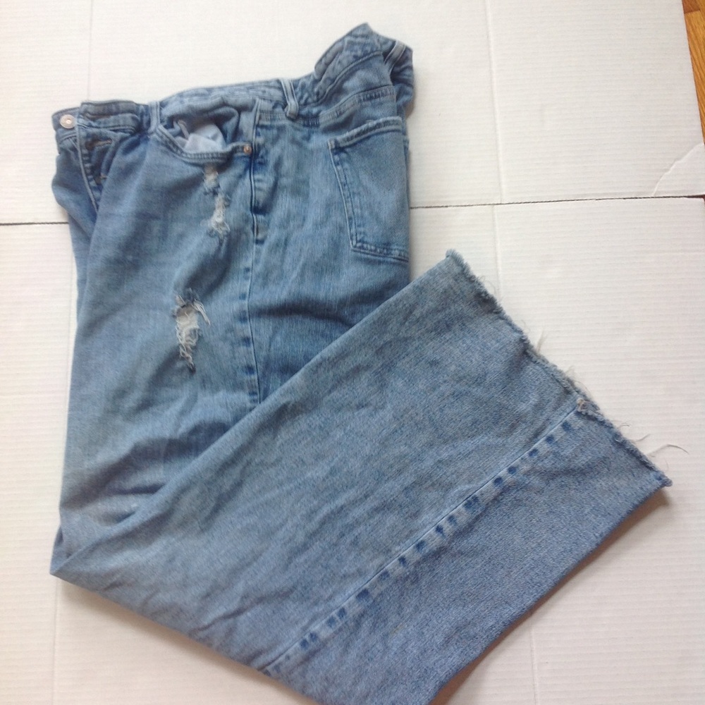 Wonderly Denim Jeans Distressed Wide Leg Plus
